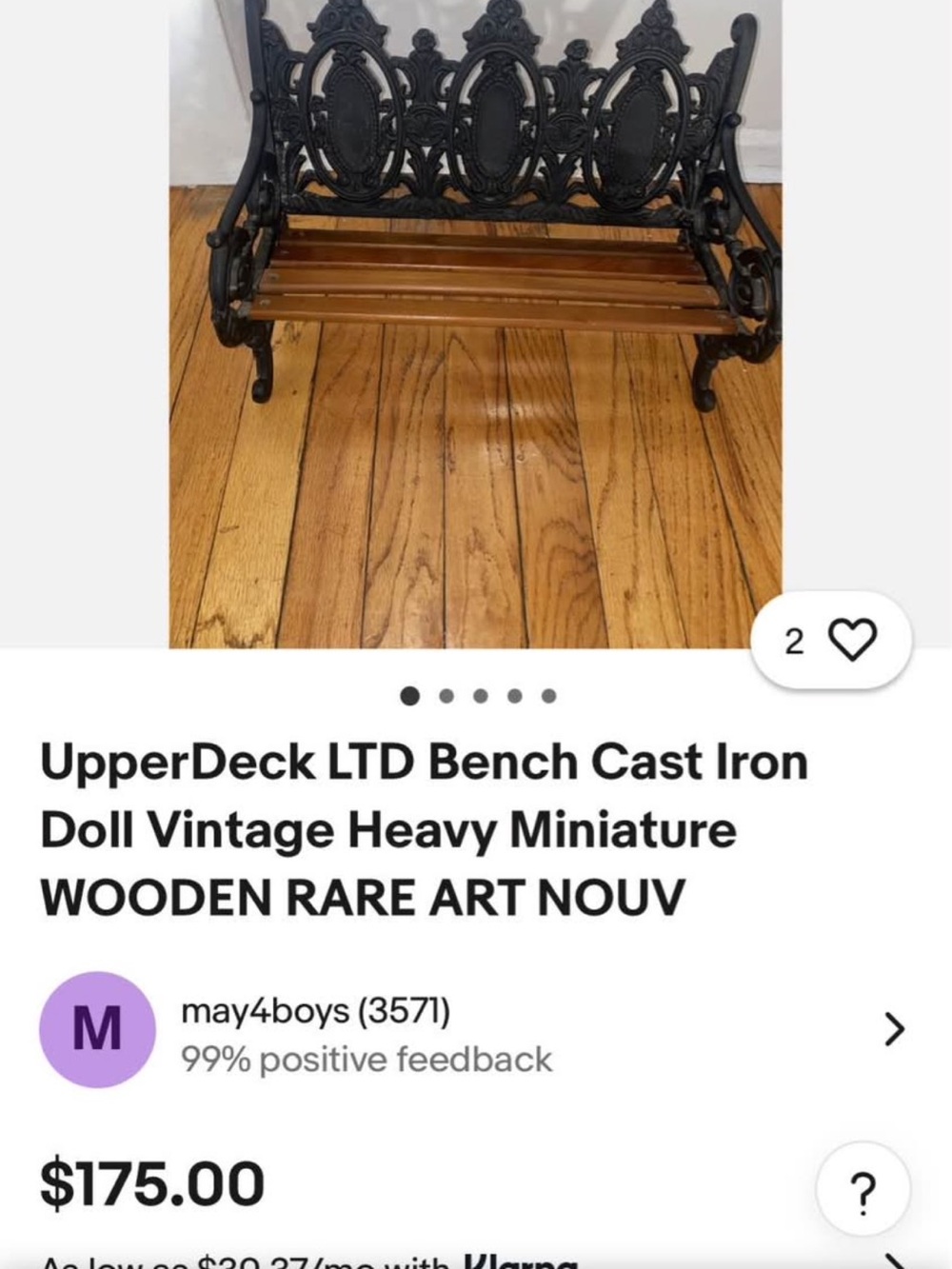 Antique Cast Iron And Wood Bench. RARE ART NOUVEAU - Picture 4 of 4